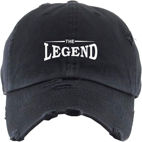 The Legend Baseball Cap Embroidered Vintage Dad Hat Cotton Adjustable Brush Black