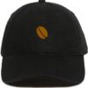 Coffee Bean Baseball Cap Embroidered Dad Hat Cotton Adjustable Black