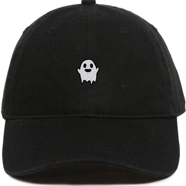 Ghost Baseball Cap Embroidered Dad Hat Cotton Adjustable Black