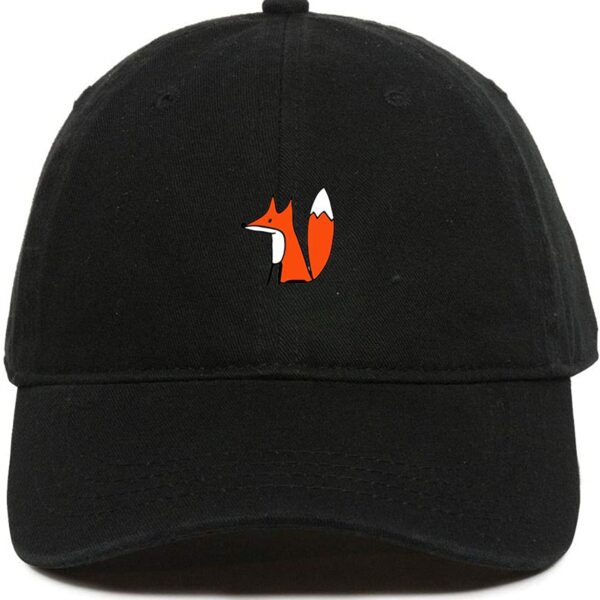 Fox Baseball Cap Embroidered Dad Hat Cotton Adjustable Black