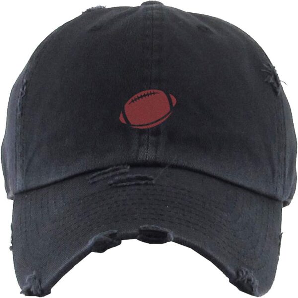 American Football Baseball Cap Embroidered Vintage Dad Hat Cotton Adjustable Brush Black
