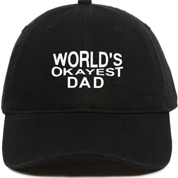 World's Okayest DAD Baseball Cap Embroidered Dad Hat Cotton Adjustable Black