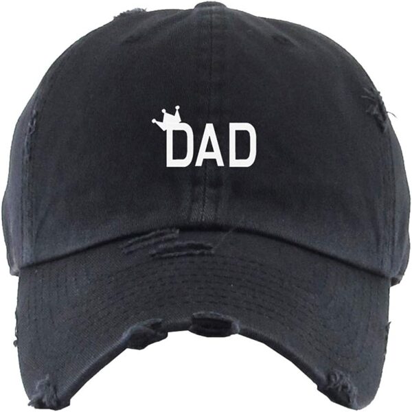 Dad Crown Baseball Cap Embroidered Vintage Dad Hat Cotton Adjustable Brush Black