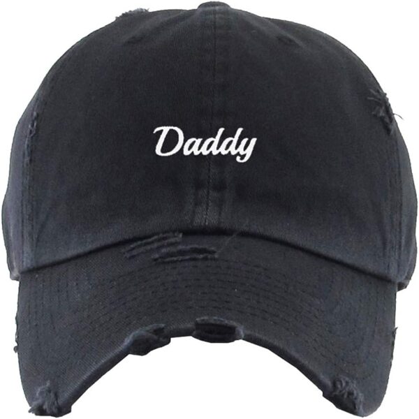 Cursive Daddy Baseball Cap Embroidered Vintage Dad Hat Cotton Adjustable Brush Black