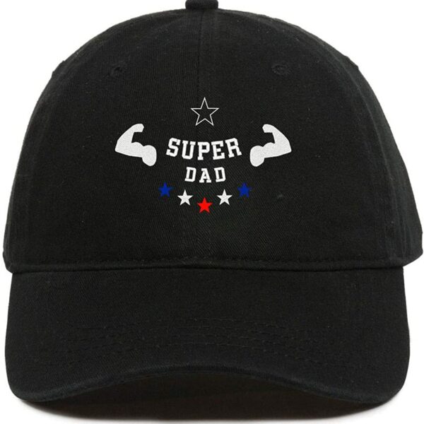Super DAD Baseball Cap Embroidered Dad Hat Cotton Adjustable Black