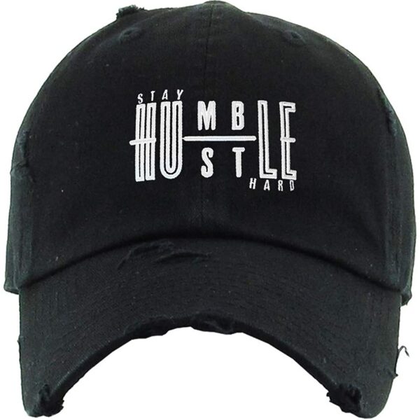 Stay Humble Hustle Hard Baseball Cap Embroidered Vintage Dad Hat Cotton Adjustable Black