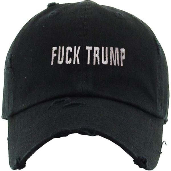 Fuck Trump Baseball Cap Embroidered Vintage Dad Hat Cotton Adjustable Black