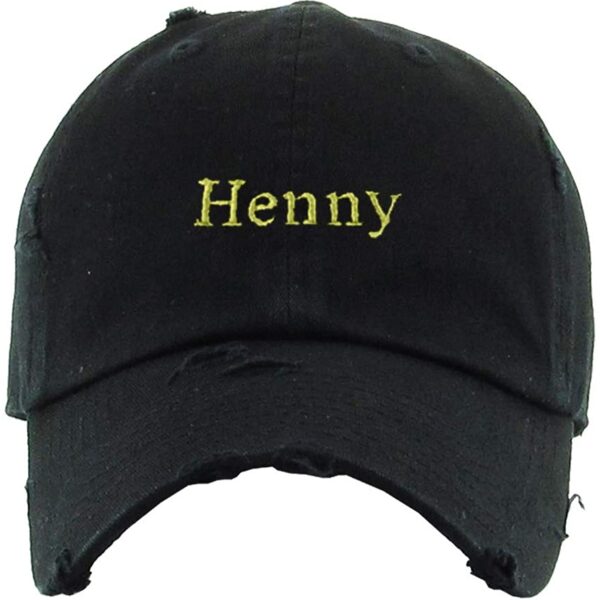 Henny Baseball Cap Embroidered Vintage Dad Hat Cotton Adjustable Black
