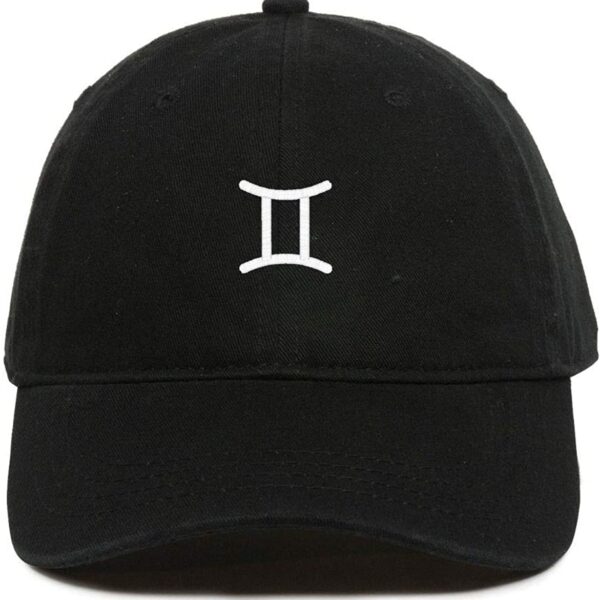 Gemini Zodiac Baseball Cap Embroidered Dad Hat Cotton Adjustable Black