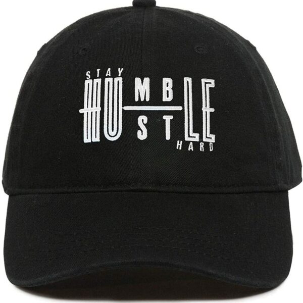 Stay Humble Hustle Hard Baseball Cap Embroidered Dad Hat Cotton Adjustable Black