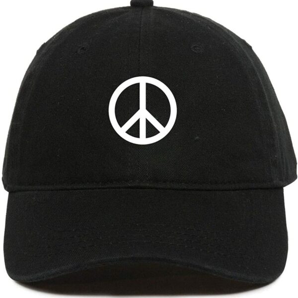 Peace Logo Baseball Cap Embroidered Dad Hat Cotton Adjustable Black