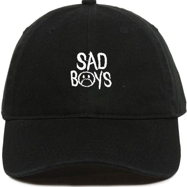 Sad Boys Smiley Face Baseball Cap Embroidered Dad Hat Cotton Adjustable Black