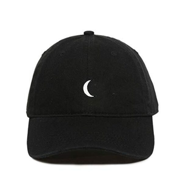 Moon Baseball Cap Embroidered Dad Hat Cotton Adjustable Black