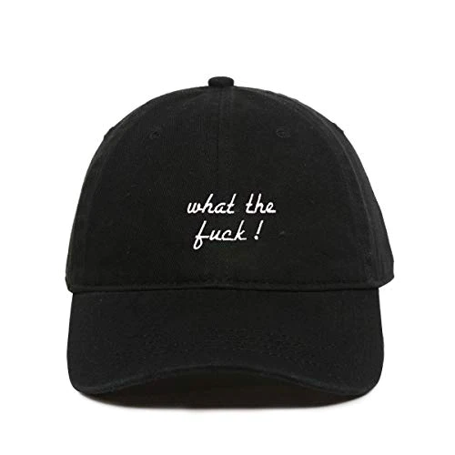 What The Fuck! Baseball Cap Embroidered Dad Hat Cotton Adjustable What The Fuck! Baseball Cap Embroidered Dad Hat Cotton Adjustable Black